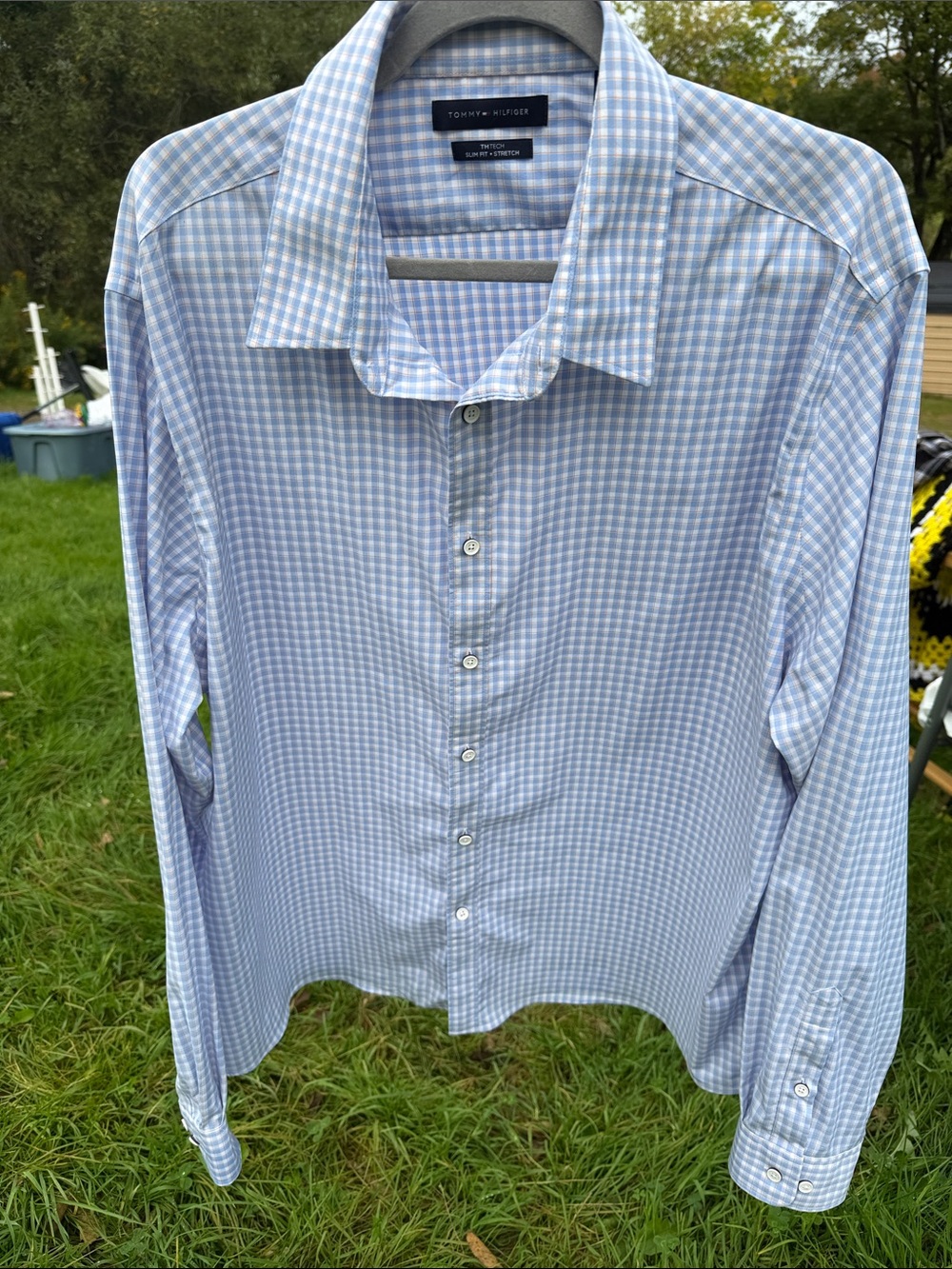 Vintage Tommy Hilfiger Dress Shirt THTech Slim Fit Stretch 2XL Business Office